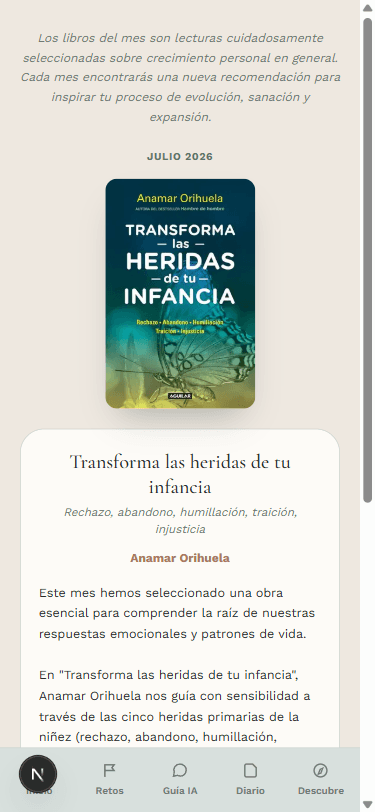 Libro del mes recomendado dentro de la app